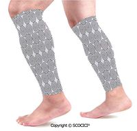 Flexible Breathable Comfortable Leg Skin Protector Sleeve Vintage Constant Triple Spiral Celtic Pattern with Rotational Symmetric Lines Boho Decor Calf Compression Sleeve