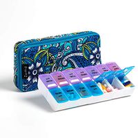 Pill Organizer case Box,7 Days Round Vitamin Organizer Box (Blue)
