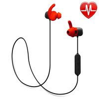 Wireless Sports Bluetooth Earphones, Built in Heart Rate Monitor (Red)