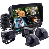CAMSLEAD Heavy Vehicle Safety Camera System 9" Monitor with Quad Split Screen, 2 x Side Cameras + 2 x Backup Camera, Colour IP69K &10G Vibration Side Camera Backup Camera Rear View Camera System