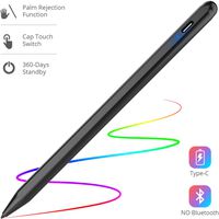 Stylus Pen for iPad with Palm Rejection, Rechargeable Touch Switch iPad Stylus Support 360-Days Standby & 20-Hrs Using Time Work for iPad 2018(6th Gen)/iPad Air 3/iPad Mini 5/ iPad Pro (Black)
