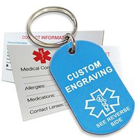 My Identity Doctor - Custom Engraved Medical Alert Keychain, Blue Aluminum, 2 x 1.12 Inches
