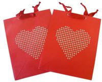 13Inch Red with Studded Heart 2pc Gift Bag Set-Special Occasion and Holiday Gift Bags