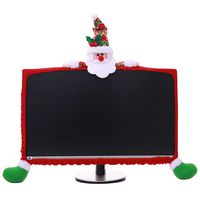 Christmas Computer Monitor Cover, Elastic Xmas Decorations Santa Claus Computer Laptop Monitor Border Cover for Home Office Decor Year Gift Ideas