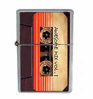 Cassette Flip Top Oil Lighter R1 Smoking Cigarette Silver Case Included