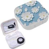 Portable Contact Lens Case Box Travel Kit Mirror + Bottle + Tweezers Container Holder [ Beautiful White ]