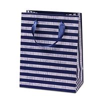 12ea - 7 X 4 X 9 Navy Haute Striped Euro Tote Gusset - 4" Width 7"
