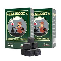 Haidoot Coconut Hookah Coals-Natural Charcoal Briquettes for Your Hookah Set- Essential Fire Tablet, Tasteless and Odorless, Slow Burn, Less Ash, Large Cubes, 2-Pack, Value Pack