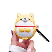 UR Sunshine AirPods Case, Super Cute Funny Round Face Fat Shiba Inu Dog Shape Soft Silicone Case Cover Protective Skin for Apple AirPods1&2+Hook-Yellow Shiba Inu
