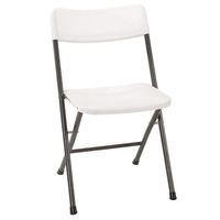 Cosco Resin Folding Chair with Molded Seat and Back, 4 Pack, White/Pewter