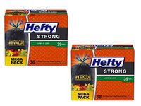 Hefty Strong Lawn and Leaf Large Garbage Bags, 39 Gallon, 38 Count, 2 Pack