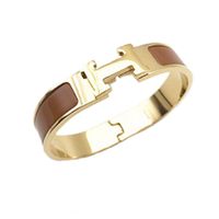 WXP Unisex H-Bracelet Bracelet Fashion Stainless Steel Buckle Bracelet Enamel Bracelet (Gold/Coffee, Width:12mm)