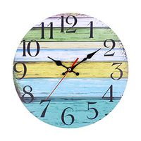heavKin 12 Inch Wall Clock Creative Silent Non Ticking Wooden Clock with Stand Home Decor (B, 30x30x0.4cm)