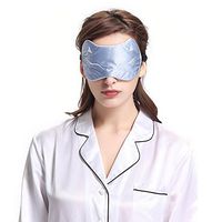 LilySilk 100% Pure Silk Filled Sleep Eye Mask with Cat Pattern Cute Luxury Embroidery Natural Light Blue