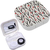 Portable Contact Lens Case Box Travel Kit Mirror + Bottle + Tweezers Container Holder [ Stylish Floral ]