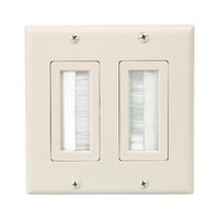 HONGYE Dual Gang Brush Cable Pass Through Insert Switch Device Mount Decorative Wall Plate for Home Installations HDTV HDMI Home Theater Systems (Ivory)