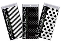 Flexicore Packaging | Pin Stripe & Polka Dot Gift Wrap Tissue Paper | Size: 15 Inch X 20 Inch | Count: 30 Sheets | Color: Black | DIY Craft, Art, Wrapping, Decorations