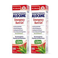 Alocane® Emergency Burn Gel, 4% Lidocaine Max Strength Fast Pain Itch Relief for Minor Burns, Sunburn, Kitchen, Radiation, Chemical, First Degree Burns, First Aid Treatment Burn Care 2.5 Fl Oz, 2 Pack