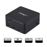 HDMI 2.0 Splitter, CSRET 1x2 HDMI Splitter Switch Amplifier Ver 2.0 Certified for 4k x 2K (30Hz) & 3D 1080P Support 1 in 2 out Signal Distributor