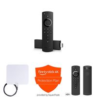 Fire TV Stick 4K + AmazonBasics HD Antenna + Protection Plan + Mission Cable Remote Cover (Black)