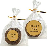 Flat Cellophane Bags with "Thank You" Round Sticker for Gift Packaging, Pack of 40 (10x15cm, Brown)