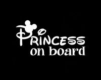 CCI Princess On Board Disney Mickey Mouse Decal Vinyl Sticker|Cars Trucks Vans Walls Laptop| White |6.5 x 3.5 in|CCI1458