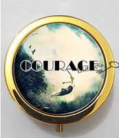 BlackKey Courage Beautiful Inspirational Word 3-Compartment Decorative Pocket Gift Box Case Organizer for Pill, Color 2 -1702