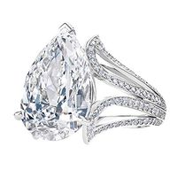 Slendima Fashion Rhinestone Waterdrop Ring Women Party Club Flower Shape Jewelry Gift White US 8