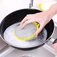 NszzJixo9 Round Double-Sided Kitchen Cleaning Decontamination Non-Stick Sponge Microfibre Foam Sponge Polish Wax Professional Cleaning Around Home