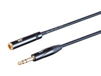 Monoprice 1/4in TRS Female Connector to 1/4in TRS Male Connector - 1 Feet - Black, Heavy Gauge 24AWG On Tour Extension Cables, Gold Plated Connectors - Stage Right Series