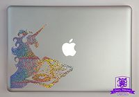 Overly Attached Decals DJ Unicorn Specialty Vinyl Decal Sized to Fit A 15" Laptop - Silver Metal Flake