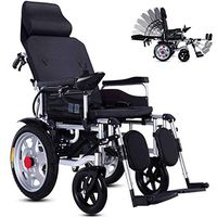 Ergonomic Medical Electric Wheelchair,Lightweight Folding and Comfortable Wheelchair Backrest Arms and Lifting Legs to Rest,Removable Polymer Li-ion Battery