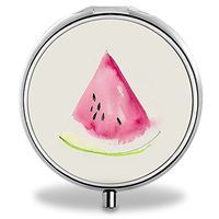IMLONE Pill Organizer, Customized Watermelon Drawing Pill Boxes with 3 Components for Purse