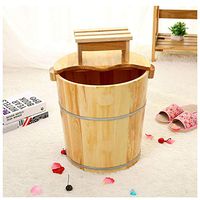 FOOTDQ Foot Bath Barrel Chinese Fir Thicken Foot Spa Wooden Tub Household Insulation Steamed Massage (364030cm) for Family (Color : Wooden Barrel+Footstool)