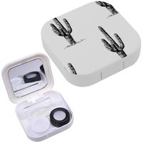 Portable Contact Lens Case Box Travel Kit Mirror + Bottle + Tweezers Container Holder [ Cactusvintage ]