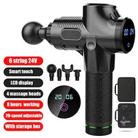 Massage Gun for Deep Tissue Muscle Handheld Percussion Muscle Gun with LCD Screen 4 Replaceable Heads 6 Speed Levels Non-Slip Handle Design (Black)