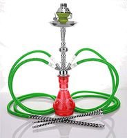 4 hose 23" Yalla Red Hookah Shisha Nargila water glass vase pipes smoke sale
