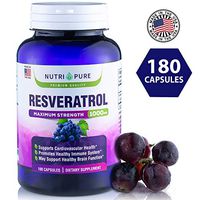 Pure Resveratrol Supplement - 1000mg Supply (180 Capsules) Natural Anti Aging Pills - Extra Strength Trans-Resveratrol Antioxidant - Organic Extract for Maximum Heart Health and Anti-Aging