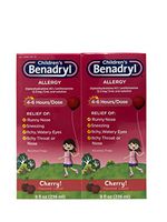 Children's Benadryl Allergy Relief Cherry Flavored Liquid 8 fl oz Each 2 Pack
