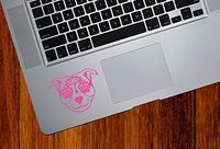 Sugar Skull Puppy Dog - Day of the Dead - Dia de los Muertos - Laptop | Macbook | Trackpad | Tablet - Vinyl Decal Sticker YYDC (SMALL 2.75"w x 2"h) (PINK)