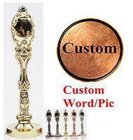 MNYR Vintage Custom Sealing Wax Seal Stamp Kit Picture Your Design Logo Picture Gold Metal Handle Wedding Invitation Embellishment Christmas Gift Wrap Package Customize Personalized Wax Seal Stamp Set