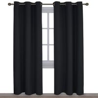 NICETOWN Autumn/Winter Thermal Insulated Solid Grommet Blackout Curtains/Drapes for Living Room (Set of 2, 42 inches by 84 Inch, Black)