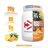 Dymatize ISO100 Hydrolyzed Clear Protein Powder, 100% Whey Protein Isolate Powder, 20g of Protein & 4g BCAAs, Gluten Free, Keto Friendly, Easy Mixing, Light & Refreshing, Pineapple Orange, 1 lbs