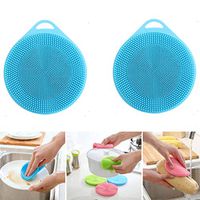 Blue Multipurpose Silicone Dish Sponge | Washing Fruit Vegetables| Clean the head | Silicone Cup Mats |Kitchen Cleaning Scrubber | silicone dish scrubber-2 Pack