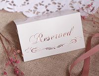 Table Tent Reserved Cards, Table Sign Rose Gold Foil, 20-pack, Double Sides, Print Party Hearts Collection (Rose Gold Place Card Reserved)
