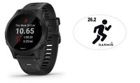 HRM Garmin Forerunner 945 GPS Running Watch Black Bundle with 6x4 Oval Car Magnet (26.2)