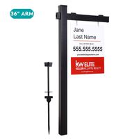 kdgarden Vinyl PVC Black Real Estate Sign Post with Flat Cap 6ft. (4"x 4"x 72") Realtor Yard Sign Post for Open House and Home for Sale, 36" Arm Holds Up to 24" Sign(No Sign)