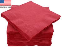 Amcrate Big Party Pack 125 Count Red Beverage Napkins - Ideal for Wedding, Party, Birthday, Dinner, Lunch, Cocktails. (5” x 5”)