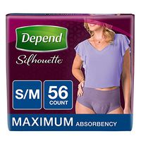 Depend Silhouette Incontinence Underwear for Women, Maximum Absorbency, Disposable, S/M, Purple, 56 Count