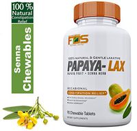 Senna Tablets Occasional Constipation Relief - 100 Percent Natural & Herbal Laxatives, Sennosides 25mg 90 Chewables, Senna Plus S Papaya Fruit Lax Instant, Overnight Stomach Ease Bowel Movement